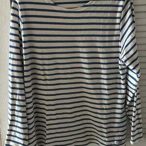 Nautica Women's Striped Long Sleeve Top - Blue and White
